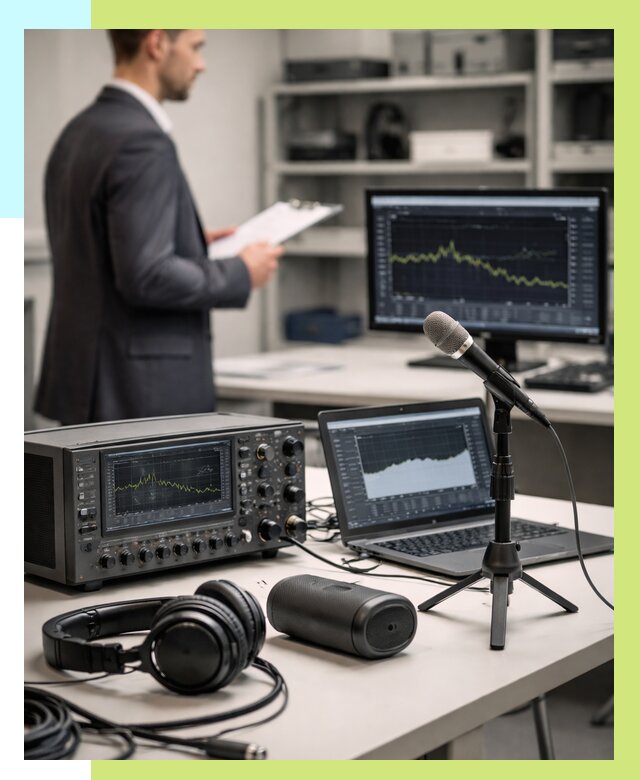 Сертификация аудиотехники в Октябрьском от 15536 р., Алешин-Ктб