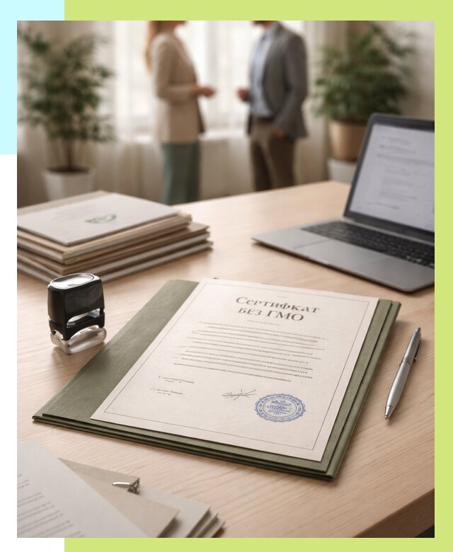 Сертификат без ГМО в Октябрьском от 7768 р. оформить срочно Алешин-Ктб