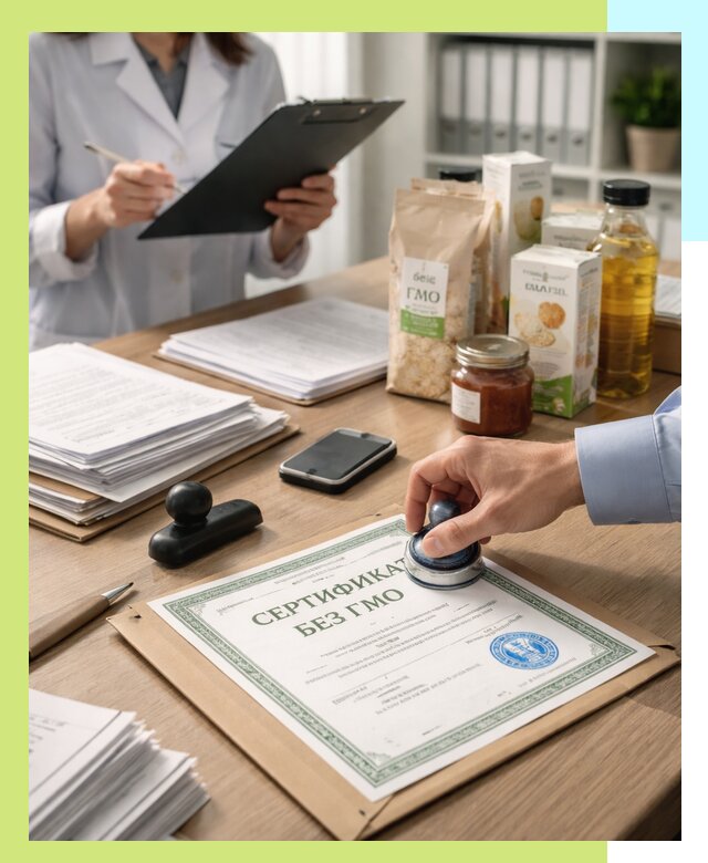 Получение сертификата Без ГМО для продукции в Октябрьском